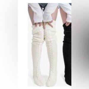 White Knitted over the knee socks